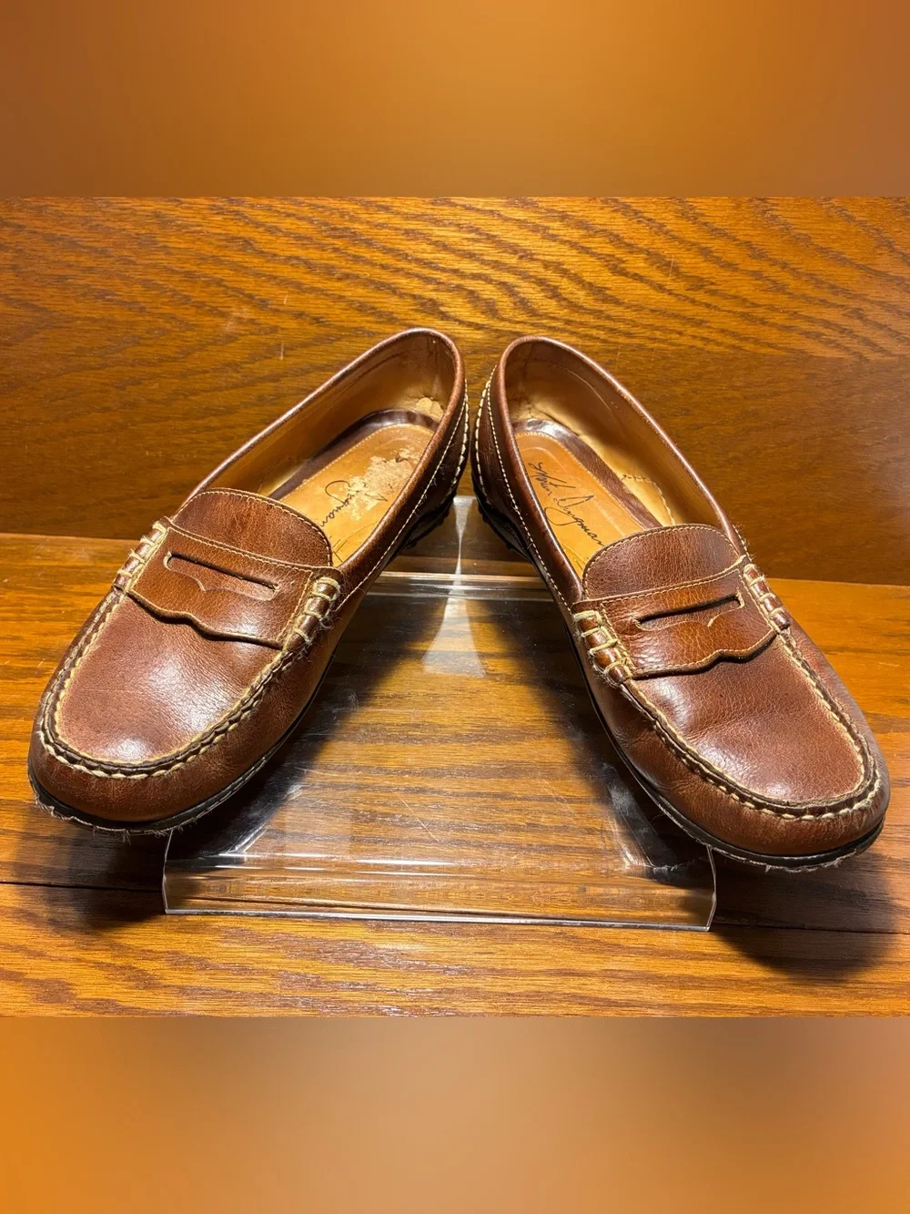 Martin Dingman Vibram Sole Penny Loafers Brown Leather Size 9.5
